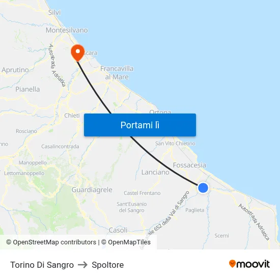 Torino Di Sangro to Spoltore map