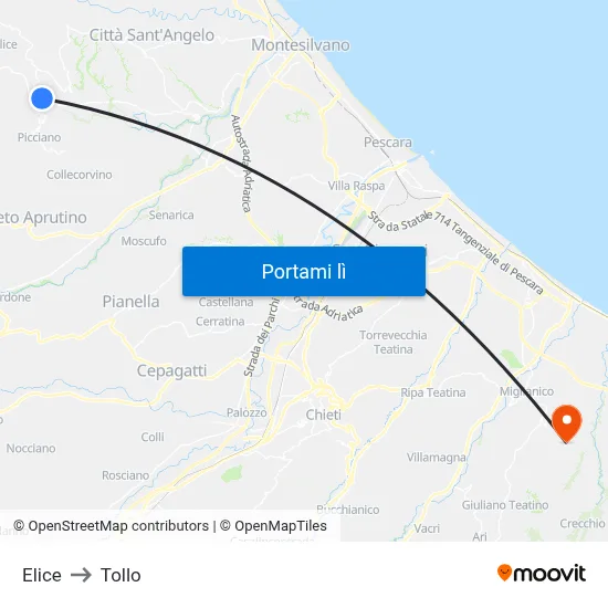 Elice to Tollo map