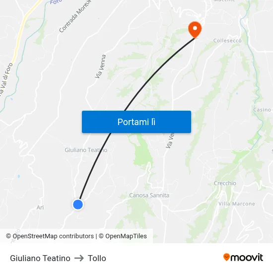 Giuliano Teatino to Tollo map