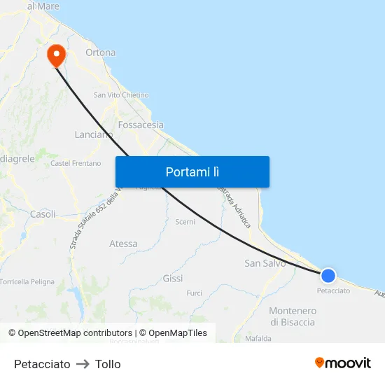 Petacciato to Tollo map