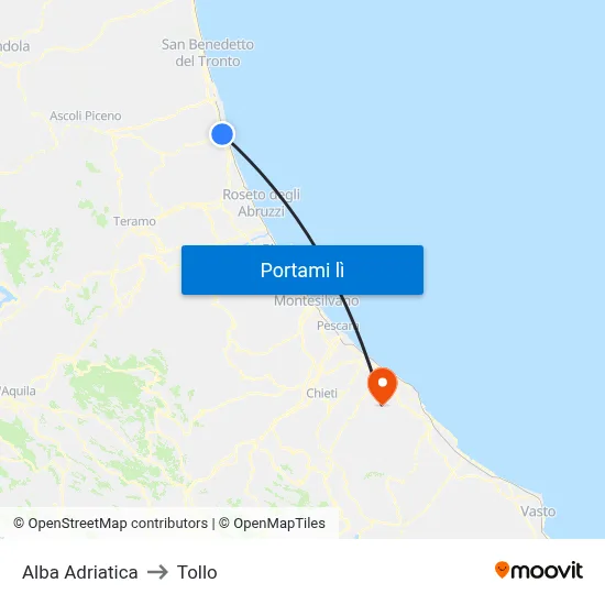 Alba Adriatica to Tollo map