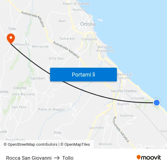 Rocca San Giovanni to Tollo map