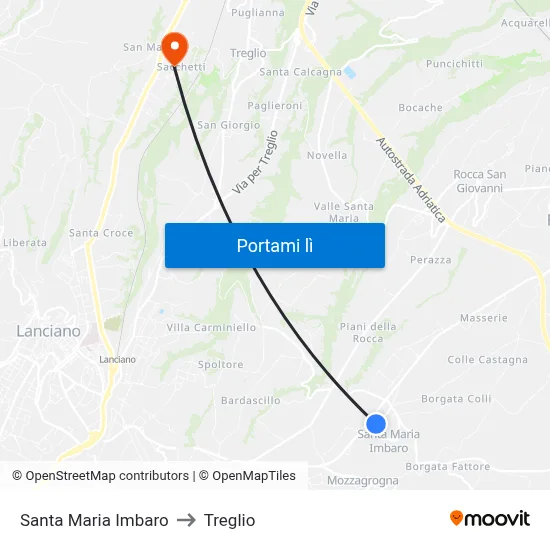 Santa Maria Imbaro to Treglio map