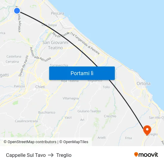 Cappelle Sul Tavo to Treglio map