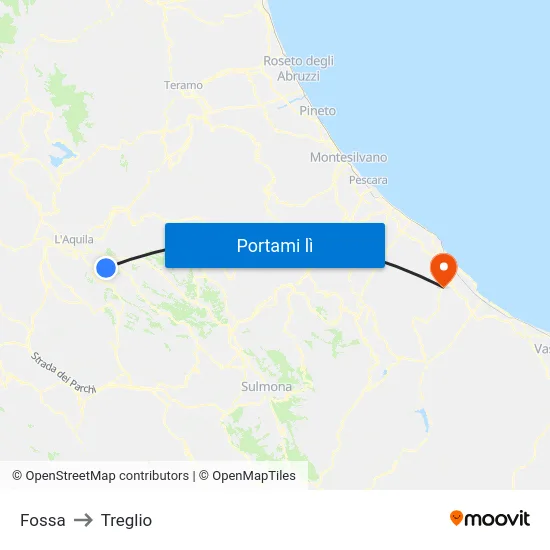 Fossa to Treglio map