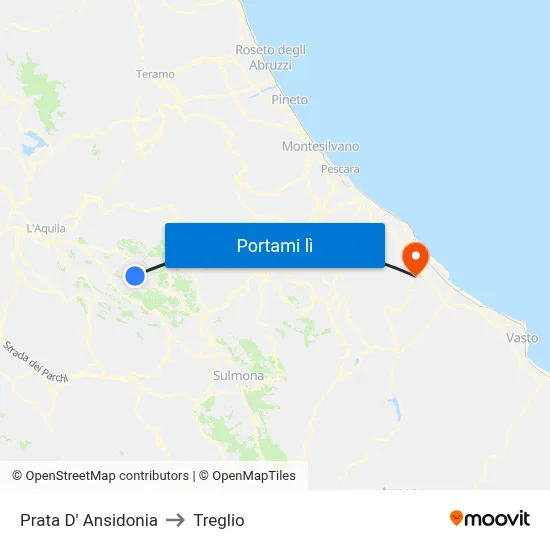 Prata D' Ansidonia to Treglio map