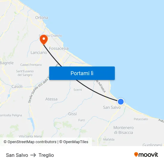 San Salvo to Treglio map