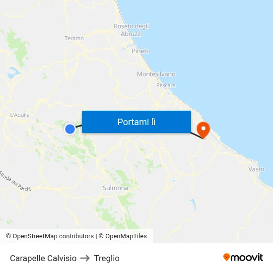 Carapelle Calvisio to Treglio map