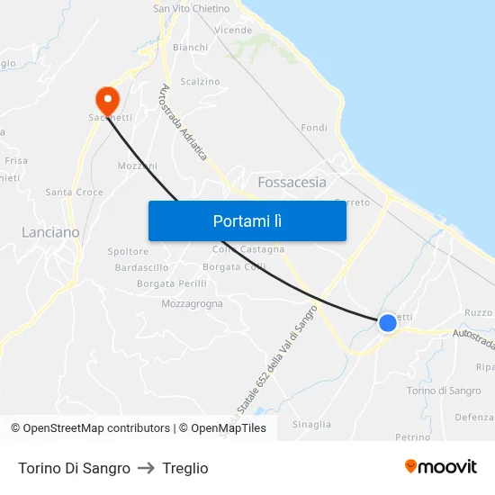 Torino Di Sangro to Treglio map