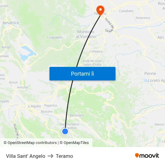 Villa Sant' Angelo to Teramo map