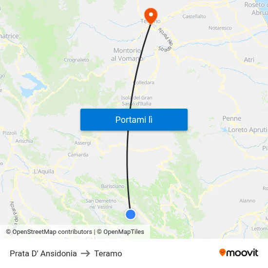 Prata D' Ansidonia to Teramo map