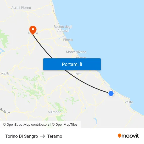 Torino Di Sangro to Teramo map