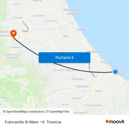 Francavilla Al Mare to Tossicia map