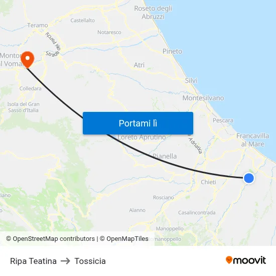 Ripa Teatina to Tossicia map