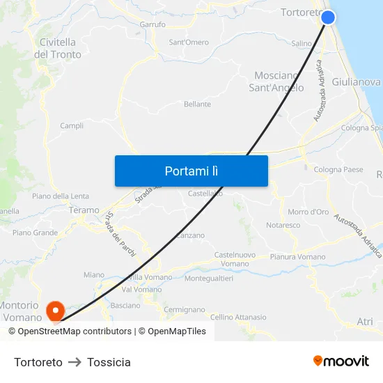 Tortoreto to Tossicia map