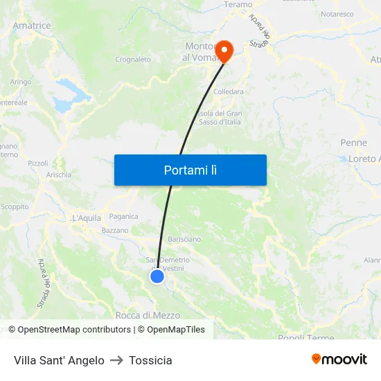 Villa Sant' Angelo to Tossicia map