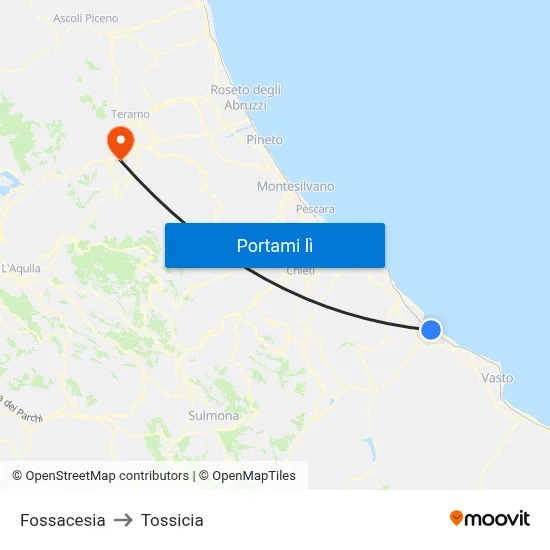 Fossacesia to Tossicia map