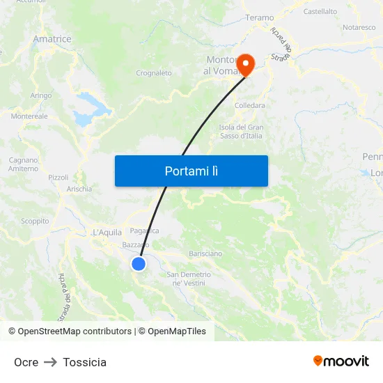 Ocre to Tossicia map