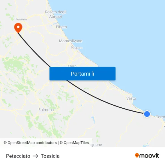 Petacciato to Tossicia map