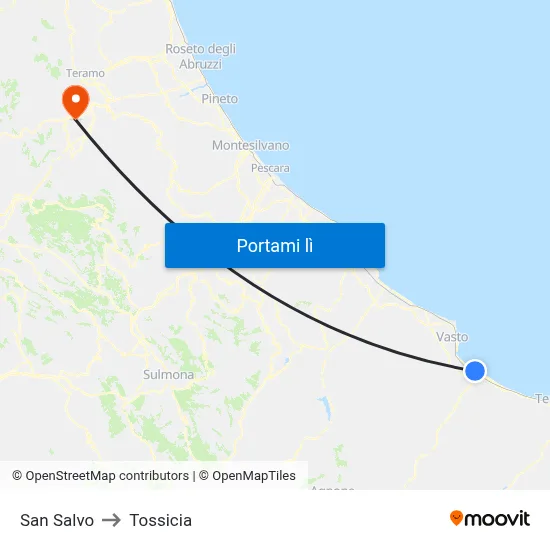 San Salvo to Tossicia map