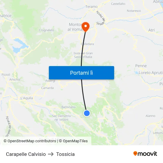 Carapelle Calvisio to Tossicia map