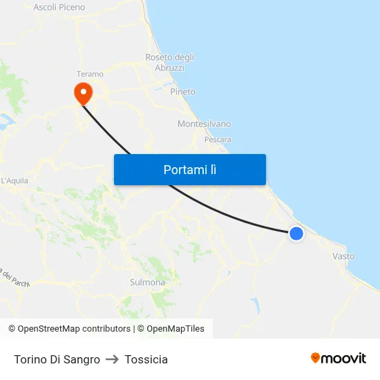 Torino Di Sangro to Tossicia map