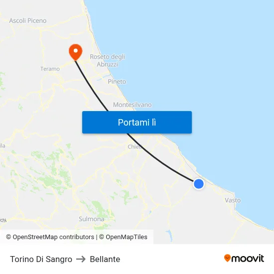 Torino Di Sangro to Bellante map