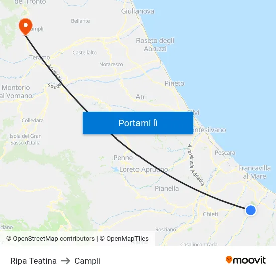 Ripa Teatina to Campli map
