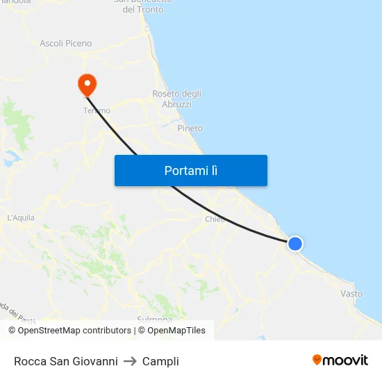 Rocca San Giovanni to Campli map