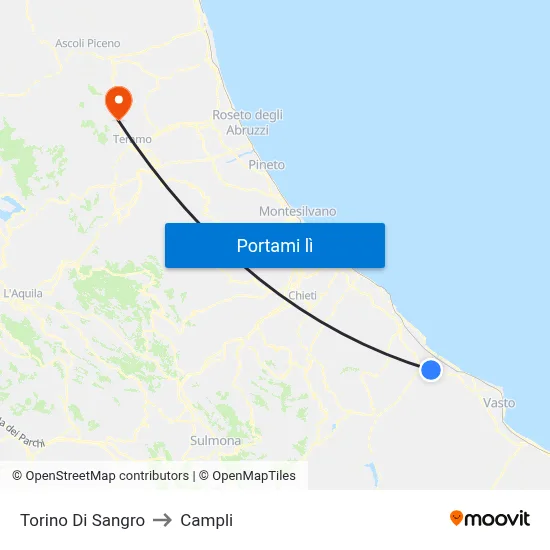 Torino Di Sangro to Campli map