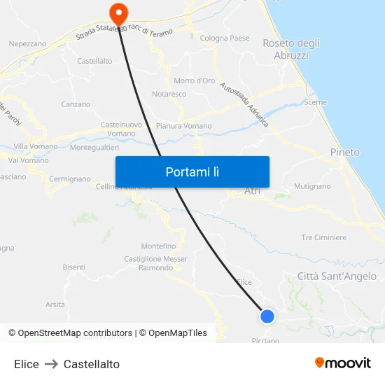Elice to Castellalto map