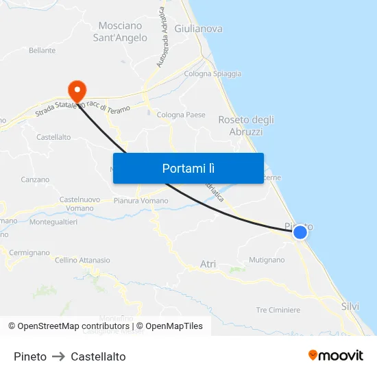 Pineto to Castellalto map