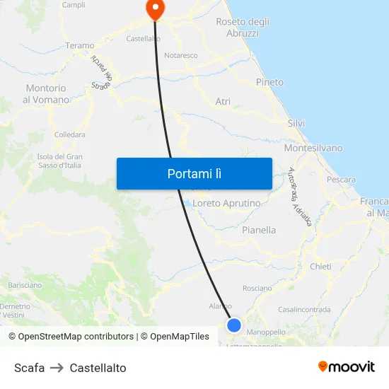 Scafa to Castellalto map