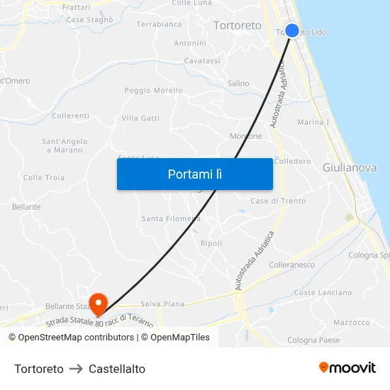 Tortoreto to Castellalto map