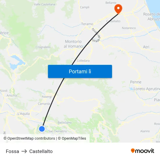 Fossa to Castellalto map
