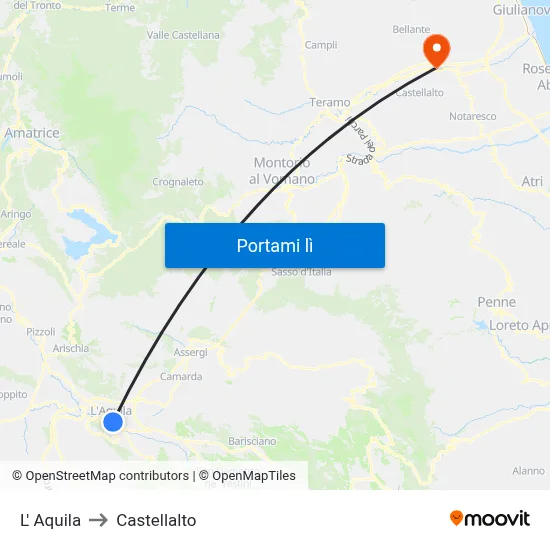 L' Aquila to Castellalto map