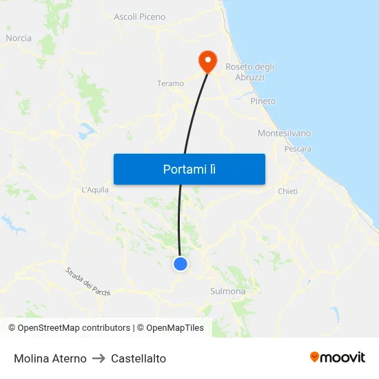 Molina Aterno to Castellalto map