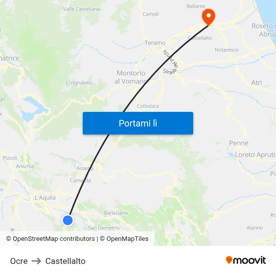 Ocre to Castellalto map