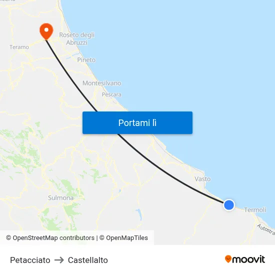 Petacciato to Castellalto map