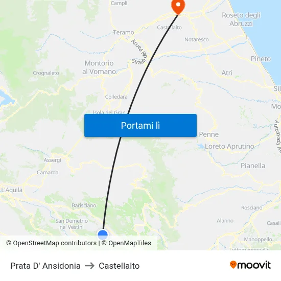 Prata D' Ansidonia to Castellalto map
