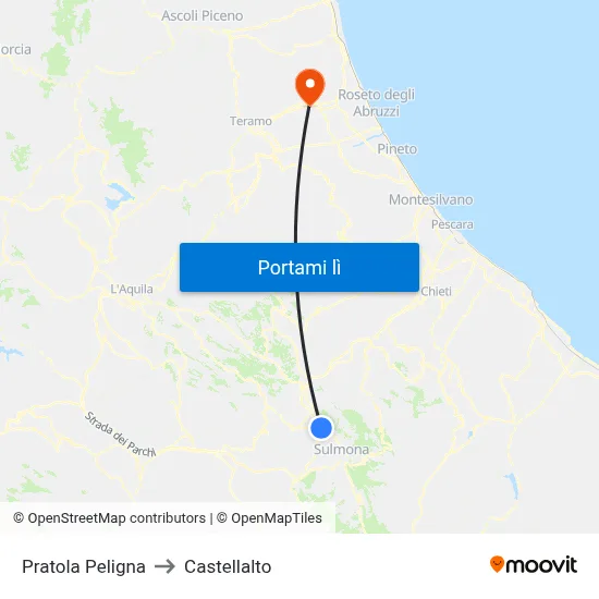 Pratola Peligna to Castellalto map