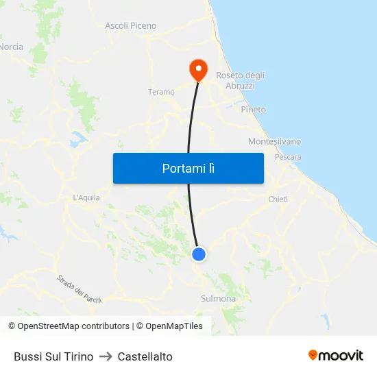 Bussi Sul Tirino to Castellalto map