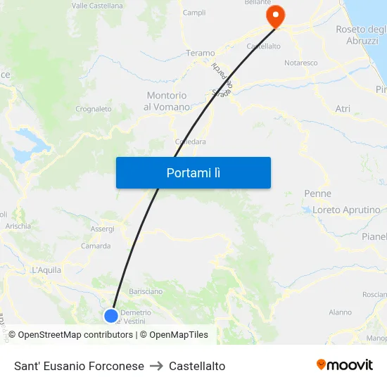 Sant' Eusanio Forconese to Castellalto map