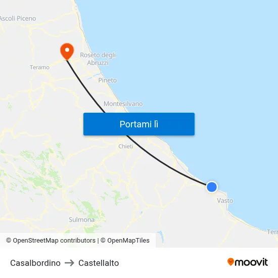 Casalbordino to Castellalto map