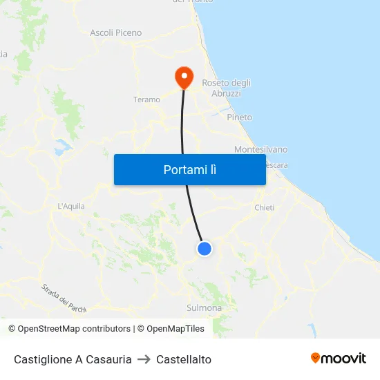 Castiglione A Casauria to Castellalto map