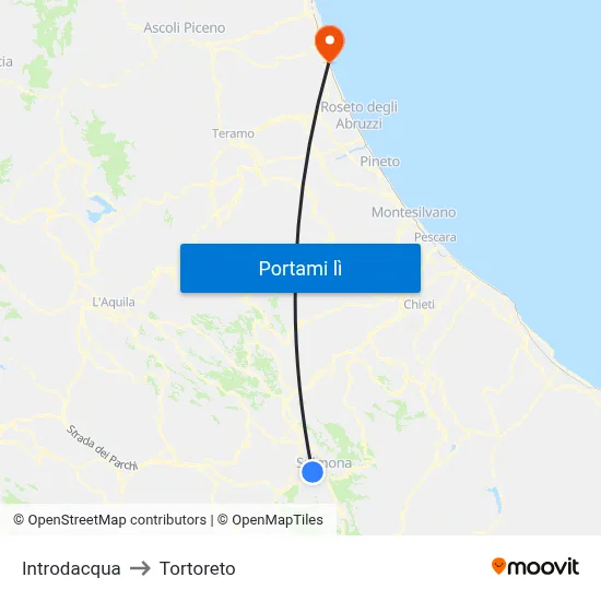 Introdacqua to Tortoreto map