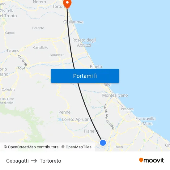 Cepagatti to Tortoreto map