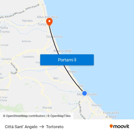 Città Sant' Angelo to Tortoreto map