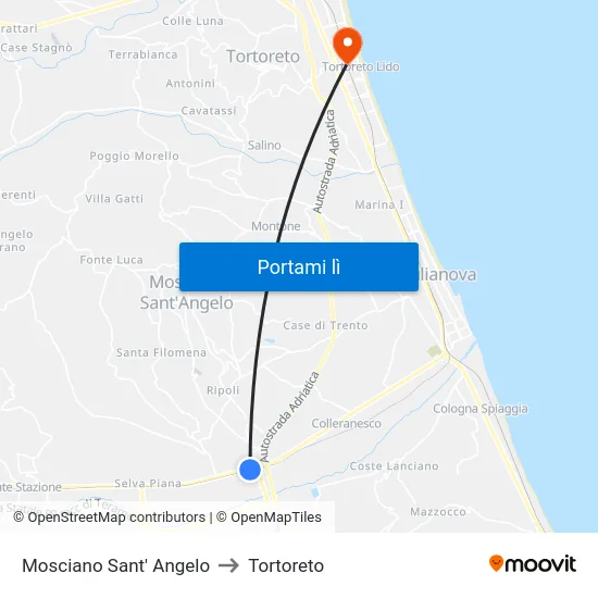 Mosciano Sant' Angelo to Tortoreto map