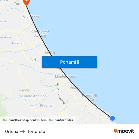 Ortona to Tortoreto map